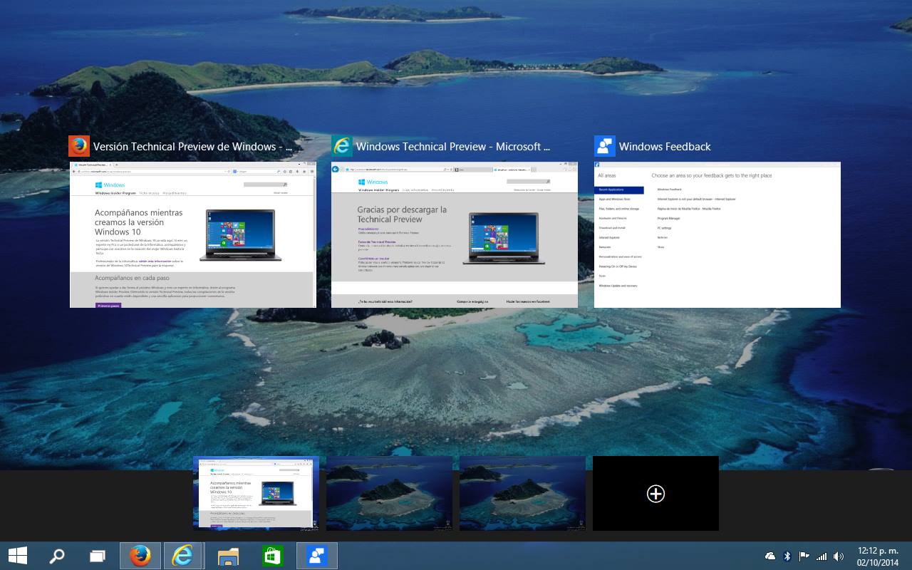 Windows 10 Technical Preview Multiple Desktops