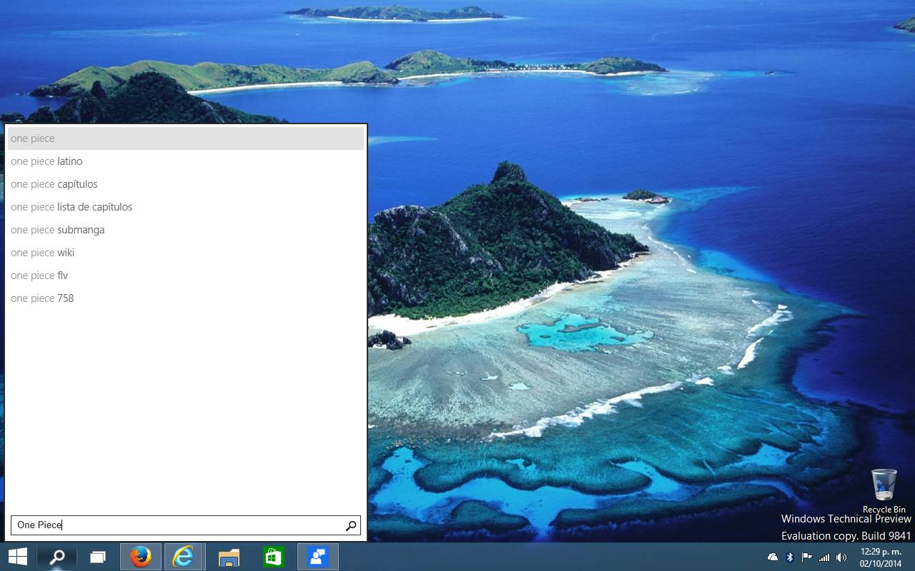 Windows 10 Technical Preview Task Bar Integrated Search Box