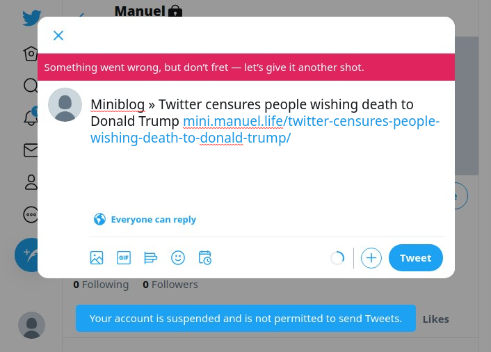 Twitter account suspended, Trump censorship